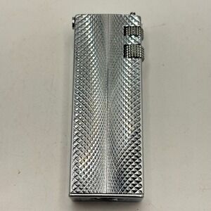 Vintage Charmant Hudson Silver Roller Gas Lighter Diamond Cut Pattern Japan Rare
